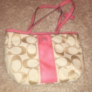 Coach pink and tan purse
